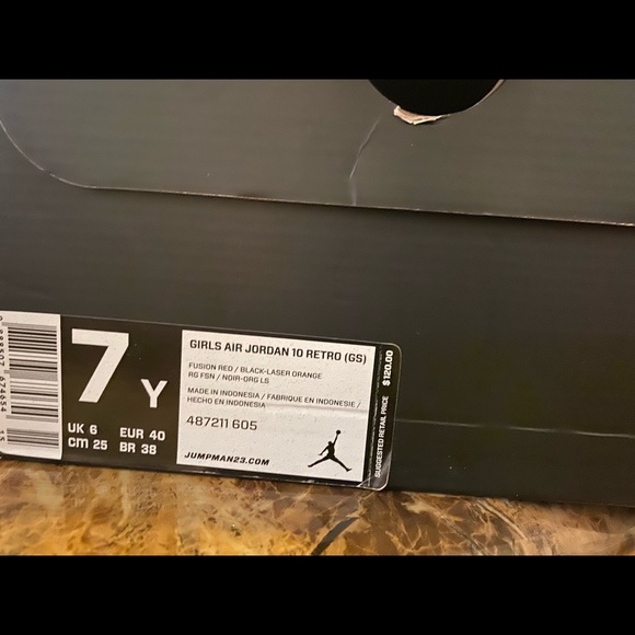 Jordan 10 Retro Fusion Red 7y - Picture 3 of 3